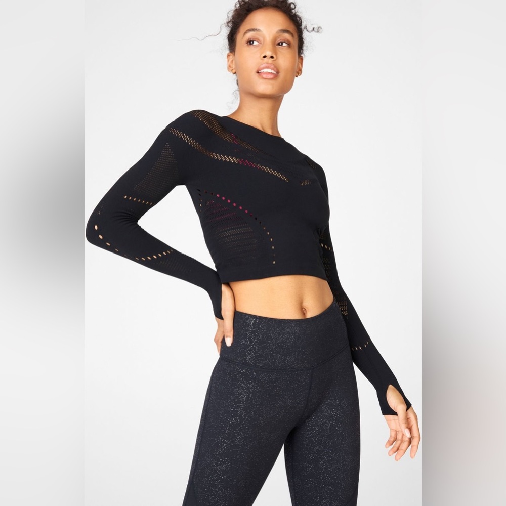 Fabletics Sarah SculptKnit Long-Sleeve Top in Black
